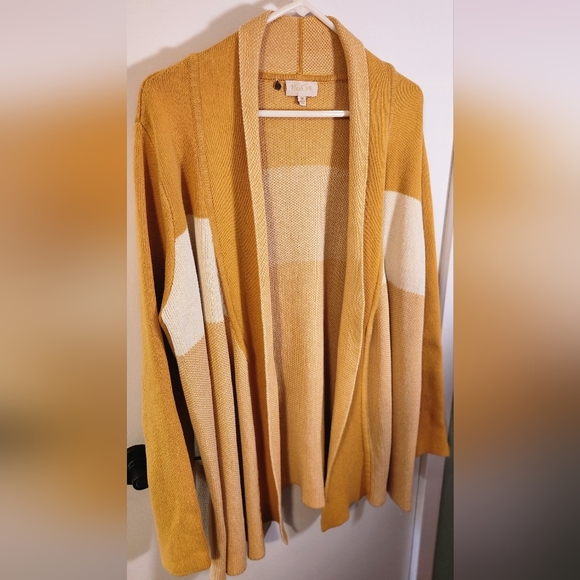 Modcloth Sweaters - Modcloth Mustard and Cream Open-Front Cardigan